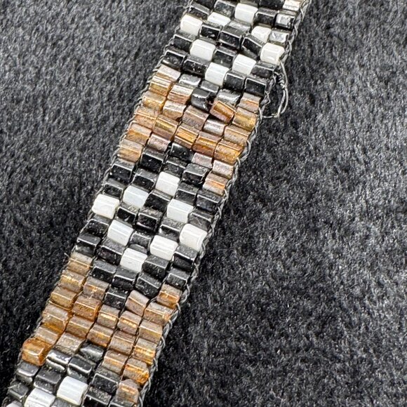 Southwestern Style Necklace Womens Beaded Tassel Black Bronze Patterned Fringe - Picture 5 of 7